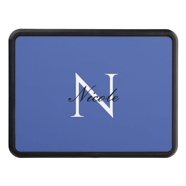 Initial Monogrammed Handwritten Own Name Blue Hitch Cover (Front)