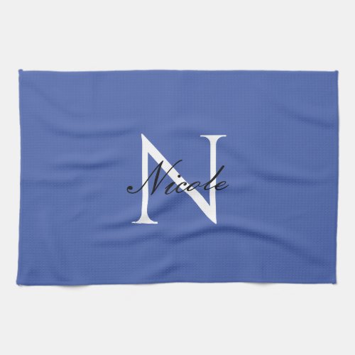 Initial Monogrammed Handwritten Own Name Blue Kitchen Towel