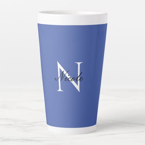 Initial Monogrammed Handwritten Own Name Blue Latte Mug