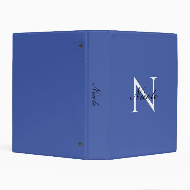 Initial Monogrammed Handwritten Own Name Blue Mini Binder (Background)