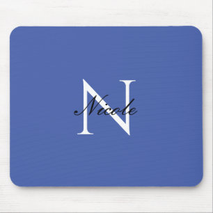 Initial Monogrammed Handwritten Own Name Blue Mouse Pad