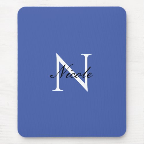 Initial Monogrammed Handwritten Own Name Blue Mouse Pad