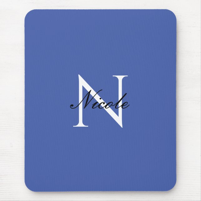 Initial Monogrammed Handwritten Own Name Blue Mouse Pad (Front)