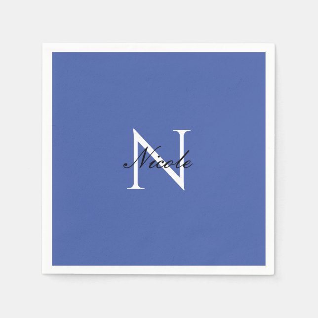 Initial Monogrammed Handwritten Own Name Blue Napkins (Front)