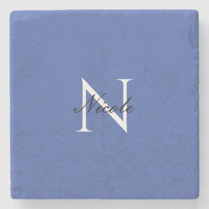 Initial Monogrammed Handwritten Own Name Blue Stone Coaster