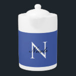 Initial Monogrammed Handwritten Own Name Blue Teapot<br><div class="desc">There's no need for confusion. A plain, simple, innovative design. This is you.</div>
