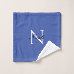 Initial Monogrammed Handwritten Own Name Blue Wash Cloth