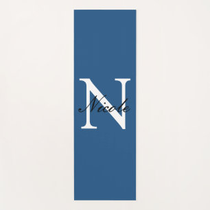 Initial Monogrammed Handwritten Own Name Blue Yoga Mat