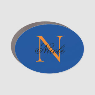 Initial Monogrammed Handwritten Own Name Deep Blue Car Magnet