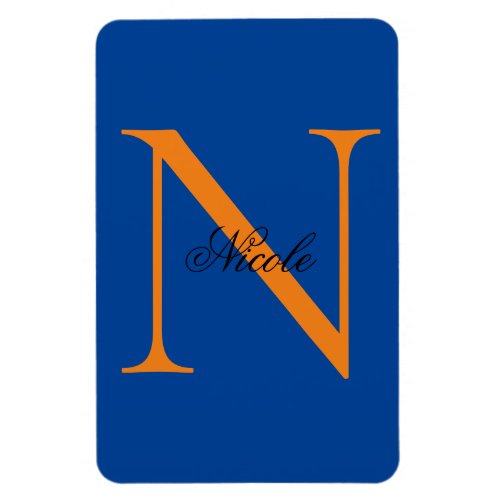 Initial Monogrammed Handwritten Own Name Deep Blue Magnet