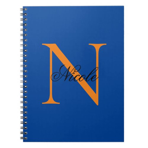 Initial Monogrammed Handwritten Own Name Deep Blue Notebook