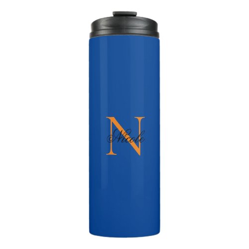 Initial Monogrammed Handwritten Own Name Deep Blue Thermal Tumbler