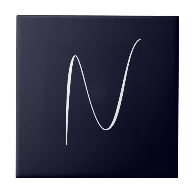 Initial Monogrammed Handwritten Professional Plain Ceramic Tile (Front)
