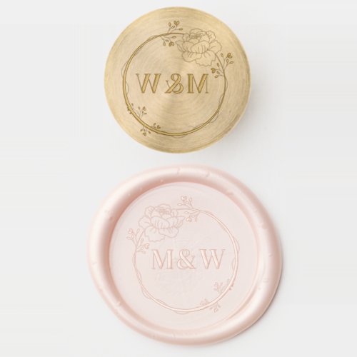 Initial Monograms in Floral Wreath Wax Seal Stamp