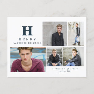 Initial multi photo graduate announcement blue