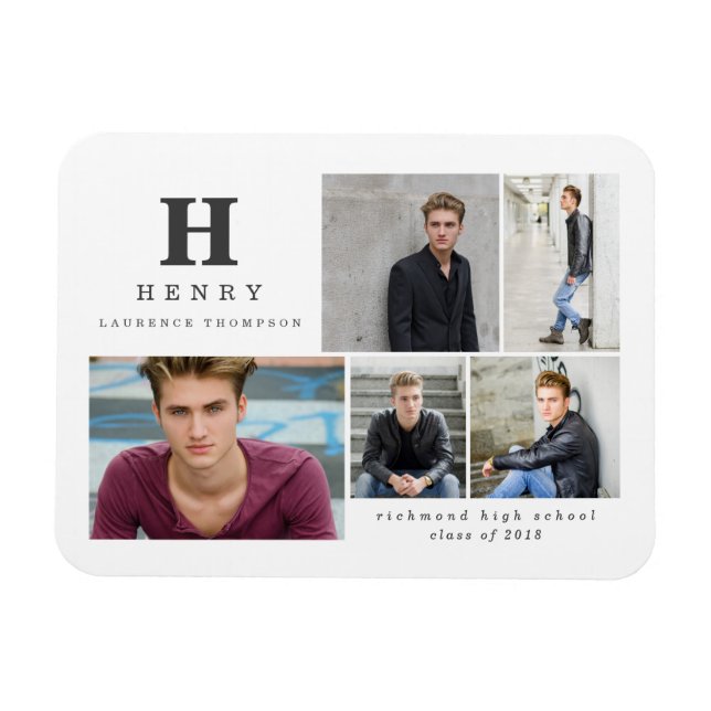 initial multi photo graduate announcement magnet (Horizontal)