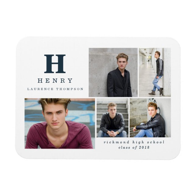 initial multi photo graduate announcement magnet (Horizontal)