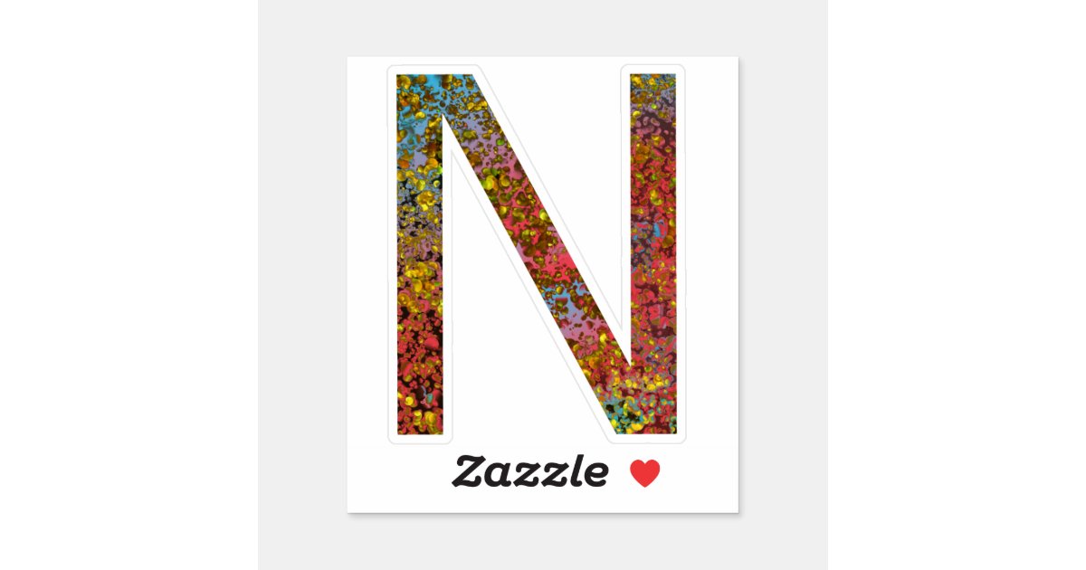 INITIAL N CAPITAL COLORFUL LETTER STICKER
