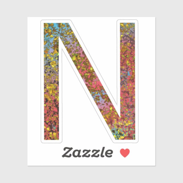 INITIAL N CAPITAL COLORFUL LETTER STICKER (Sheet)