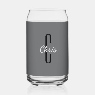 Initial Name | Charcoal Gray Beverage Can Glass