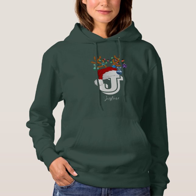Initial Name Matching Christmas Family Hoodie (Front)