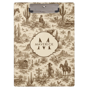 Initial Name on VintageWestern Desert ToilePattern Clipboard