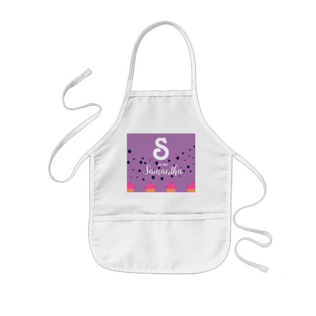 Initial Name Personalized Cupcakes Kids' Apron (Front)