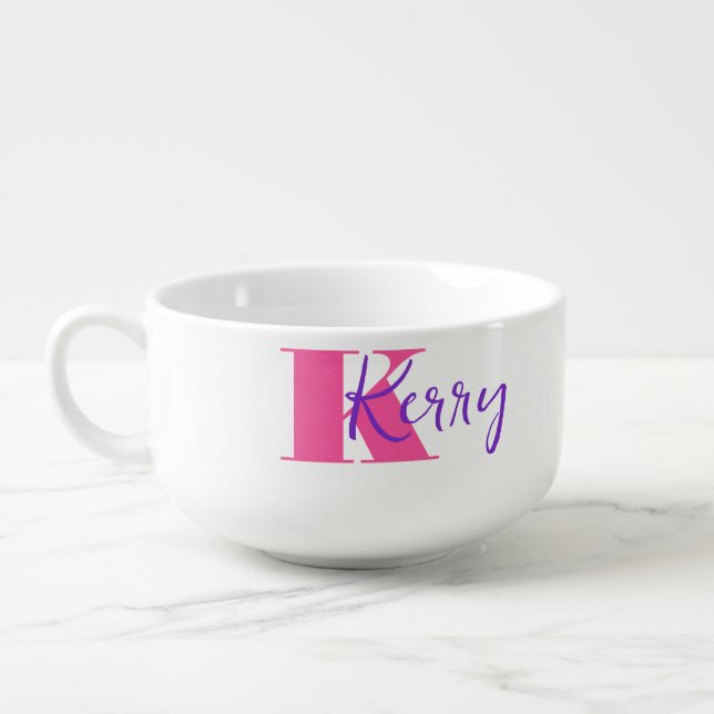 Initial + Name Personalized - Easy to Customize - Soup Mug (Right)