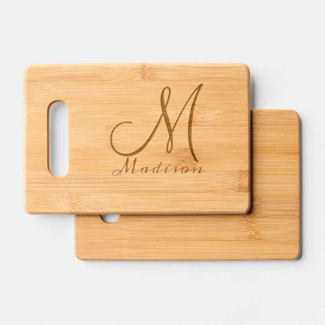 Initial Name Script Written Monogram Engraved Cutting Board (Front & Back)