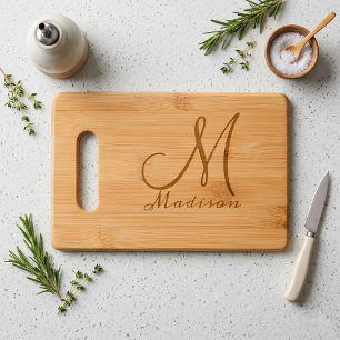 Initial Name Script Written Monogram Engraved Cutting Board