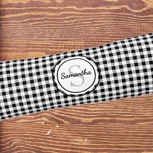 Initial Name, Trendy Black White Buffalo Check Body Pillow