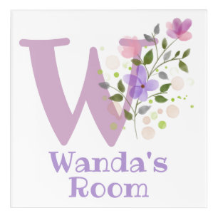 Initial & Name with Floral Design Acrylic Print