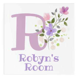 Initial & Name with Floral Design Acrylic Print