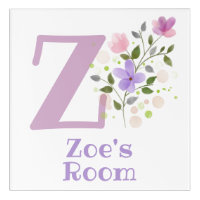 Initial & Name with Floral Design Acrylic Print