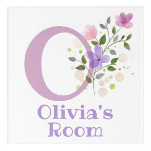 Initial & Name with Floral Design Acrylic Print
