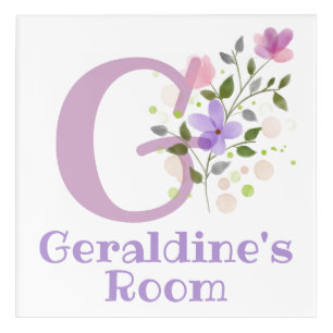 Initial & Name with Floral Design Acrylic Print