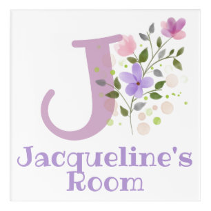 Initial & Name with Floral Design Acrylic Print