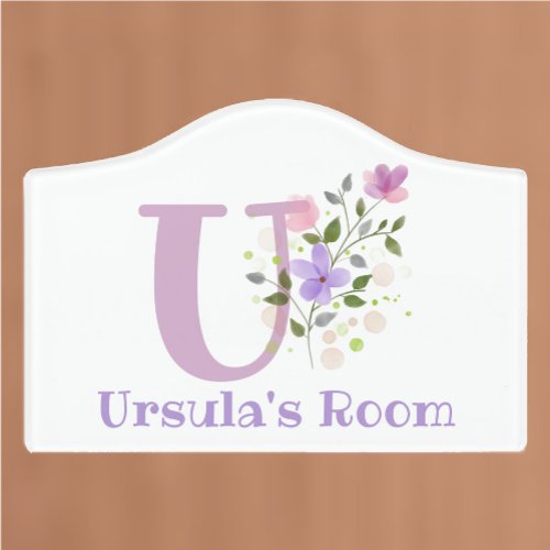 Initial  Name with Floral Design Door Sign