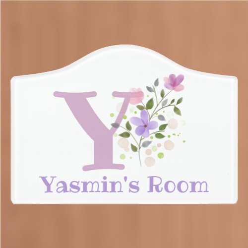 Initial  Name with Floral Design Door Sign