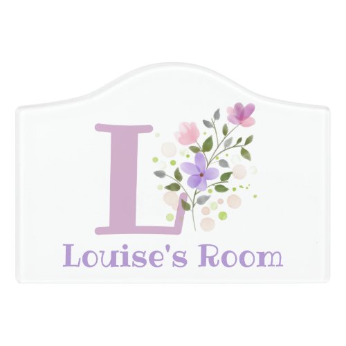 Initial  Name with Floral Design Door Sign