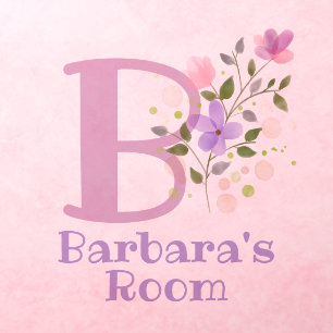 Initial & Name with Floral Design Wall Decal