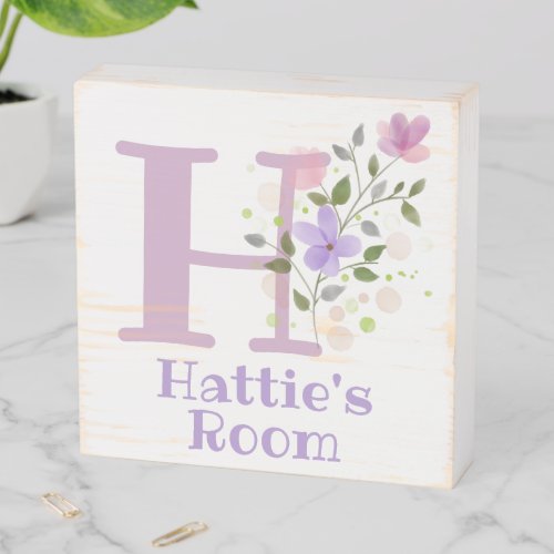 Initial  Name with Floral Design Wooden Box Sign