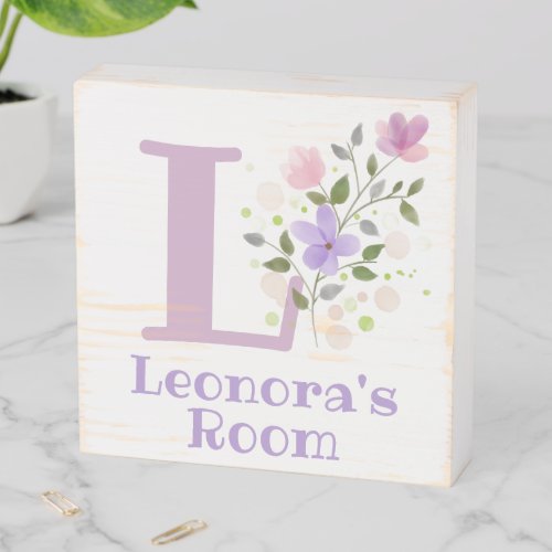 Initial  Name with Floral Design Wooden Box Sign