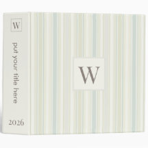 Initial Neutral Dusty Blue Stripe Rustic Farmhouse