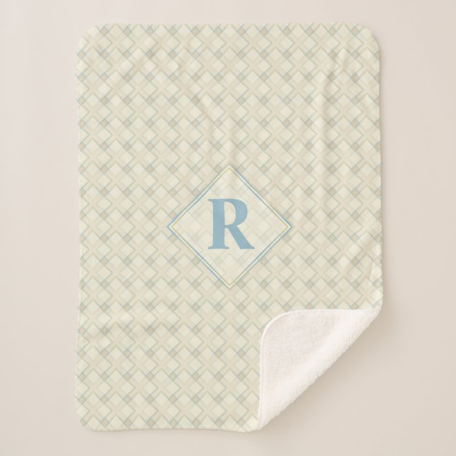 Initial Nice Abstract Blue & Golden Transparency  Sherpa Blanket (Front)