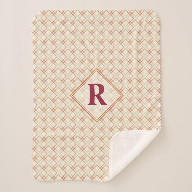 Initial Nice Abstract Red & Golden Transparency  Sherpa Blanket (Front)