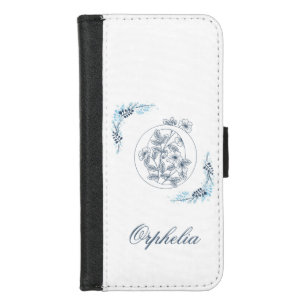 Initial "O" Blue Monogram Calm Floral iPhone 8/7 Wallet Case