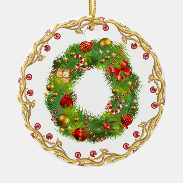 initial O monogrammed christmas ornament   circle
