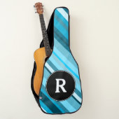 Initial + Ocean-Inspired Blue/Teal/Aqua Stripes Guitar Case (Front)