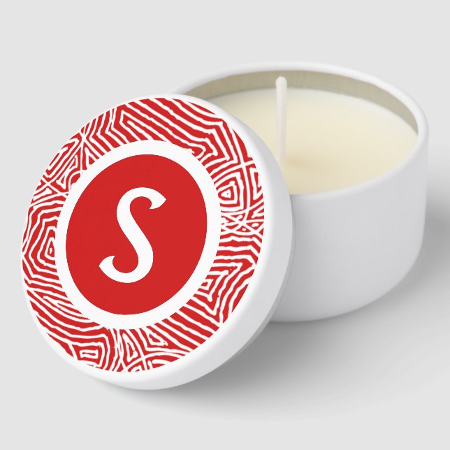 Initial on Red Candle Mini Candle Favors (Corner)